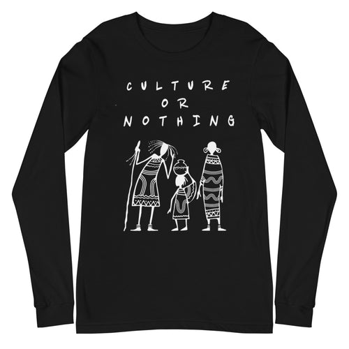 Culture Or Nothing Black Long Sleeve T-Shirt (With Art Design)