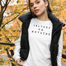 Load image into Gallery viewer, Culture or Nothing Long-Sleeve T-Shirt (Black Letters)