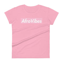 Load image into Gallery viewer, AfroVibes Women&#39;s Fitted Short Sleeve T-shirt (Pink and White)