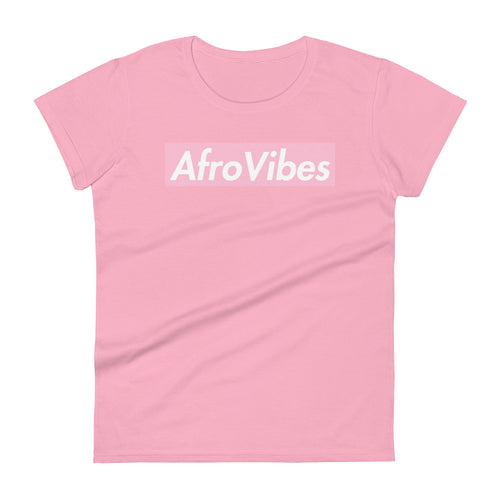 AfroVibes Women's Fitted Short Sleeve T-shirt (Pink and White)