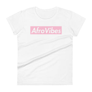 AfroVibes Women's Fitted Short Sleeve T-shirt (Pink and White)